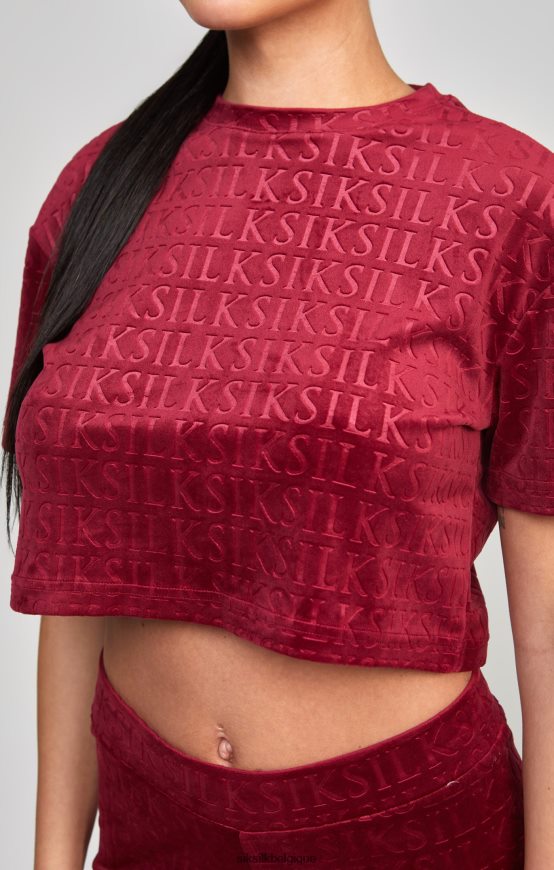 t-shirt court en velours rose vêtements femmes SikSilk AS2ZD62