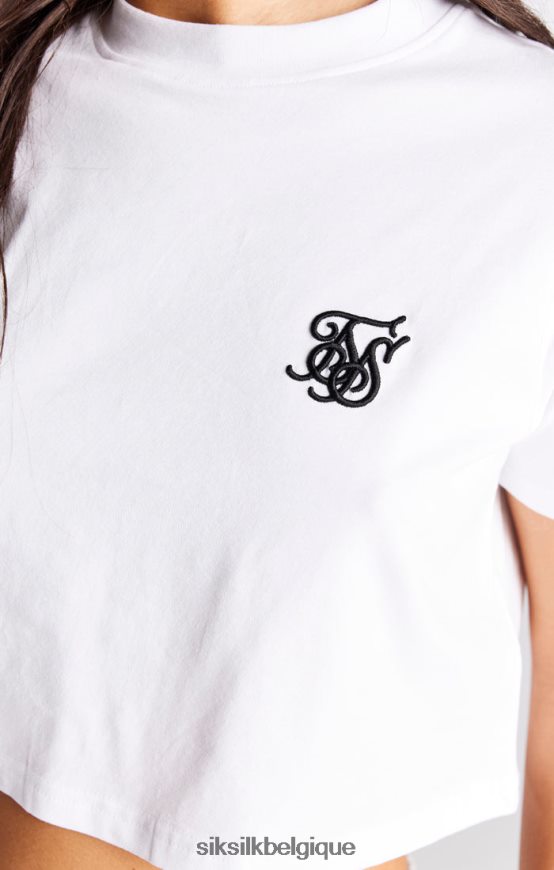 t-shirt court essentiel blanc coupe box vêtements femmes SikSilk AS2ZD24