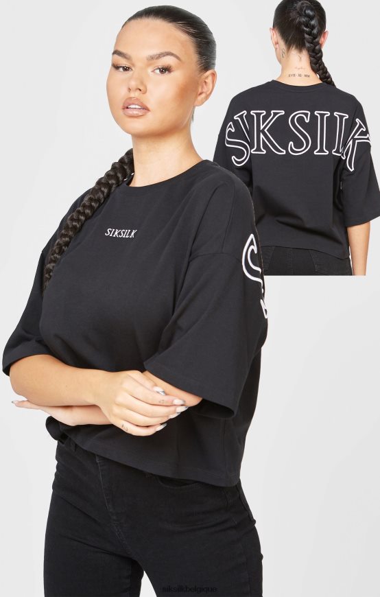 t-shirt court noir de marque vêtements femmes SikSilk AS2ZD43