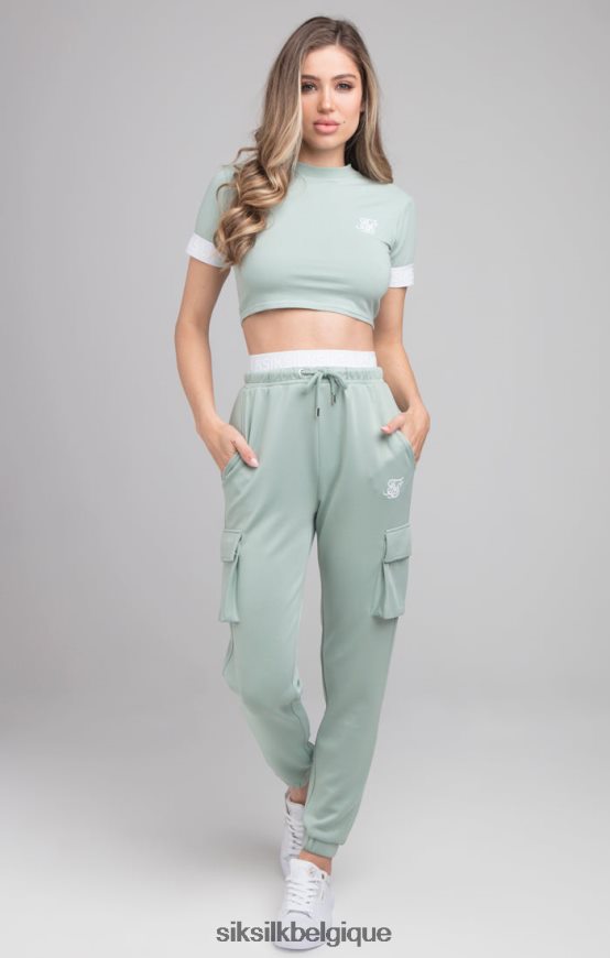 t-shirt court vert vêtements femmes SikSilk AS2ZD46