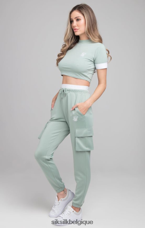 t-shirt court vert vêtements femmes SikSilk AS2ZD46