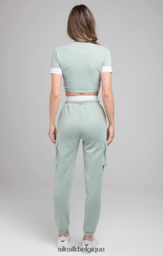 t-shirt court vert vêtements femmes SikSilk AS2ZD46