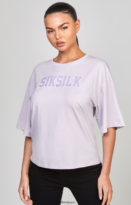 t-shirt court violet à logo universitaire vêtements femmes SikSilk AS2ZD55
