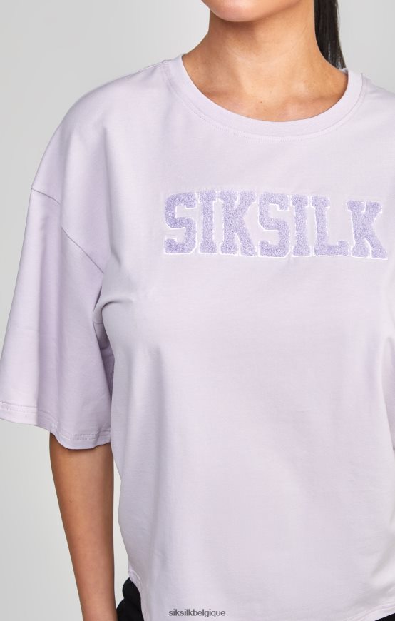 t-shirt court violet à logo universitaire vêtements femmes SikSilk AS2ZD55