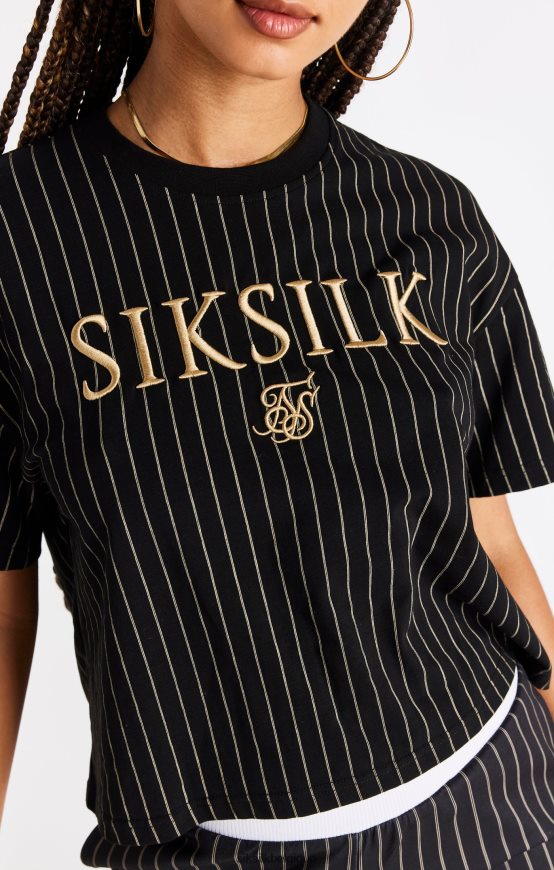 t-shirt noir à fines rayures vêtements femmes SikSilk AS2ZD66