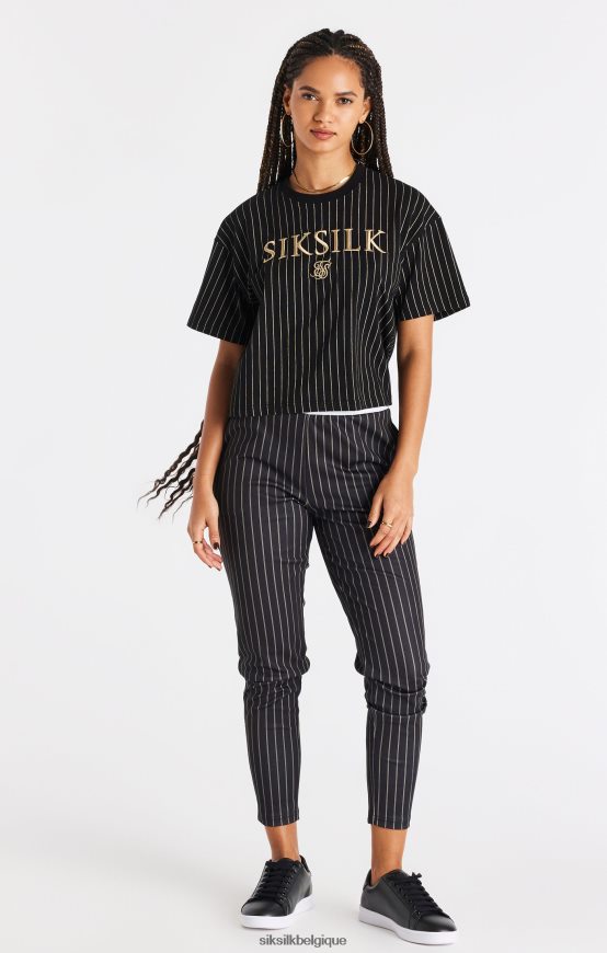 t-shirt noir à fines rayures vêtements femmes SikSilk AS2ZD66