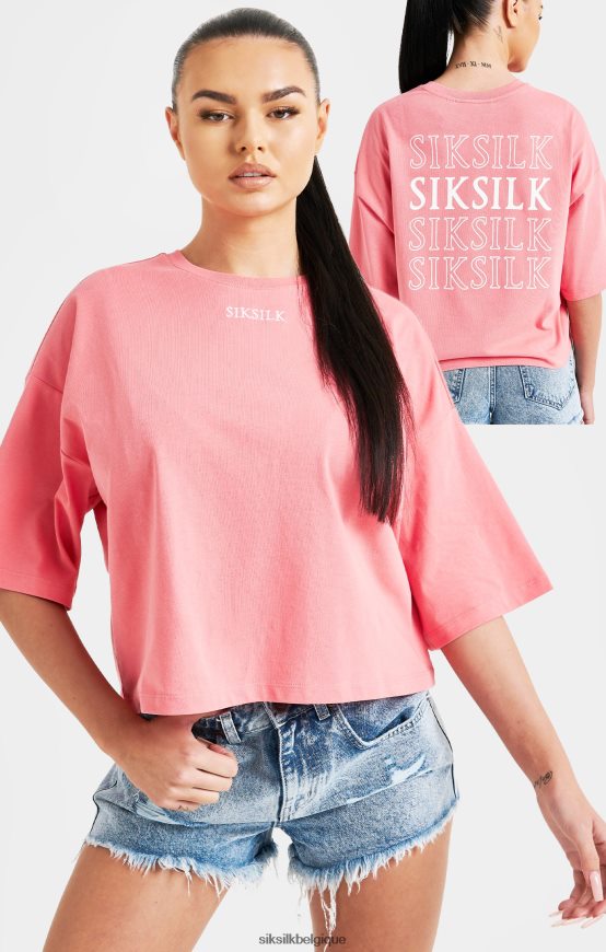 t-shirt rose à logo répété vêtements femmes SikSilk AS2ZD65