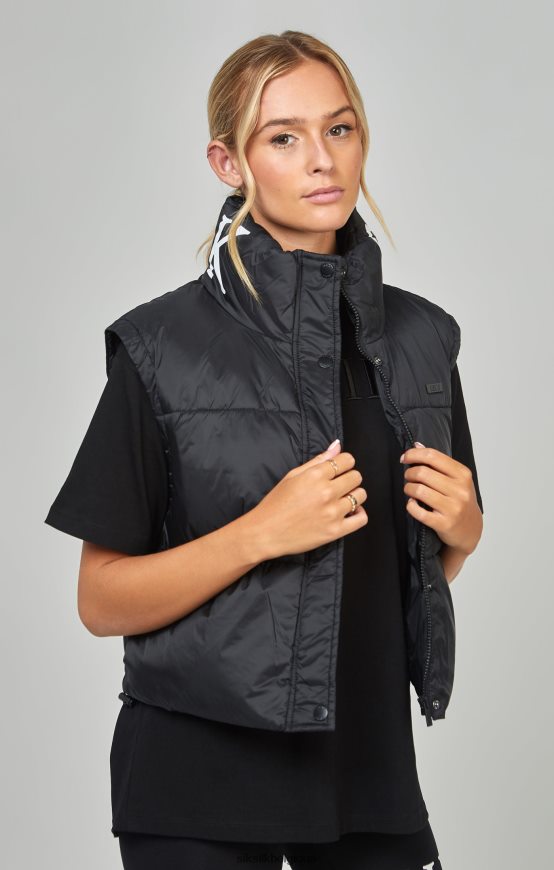 gilet court noir vêtements femmes SikSilk AS2ZD132