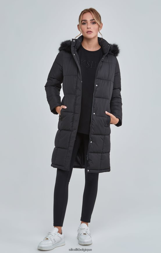 parka longue matelassée noire vêtements femmes SikSilk AS2ZD129