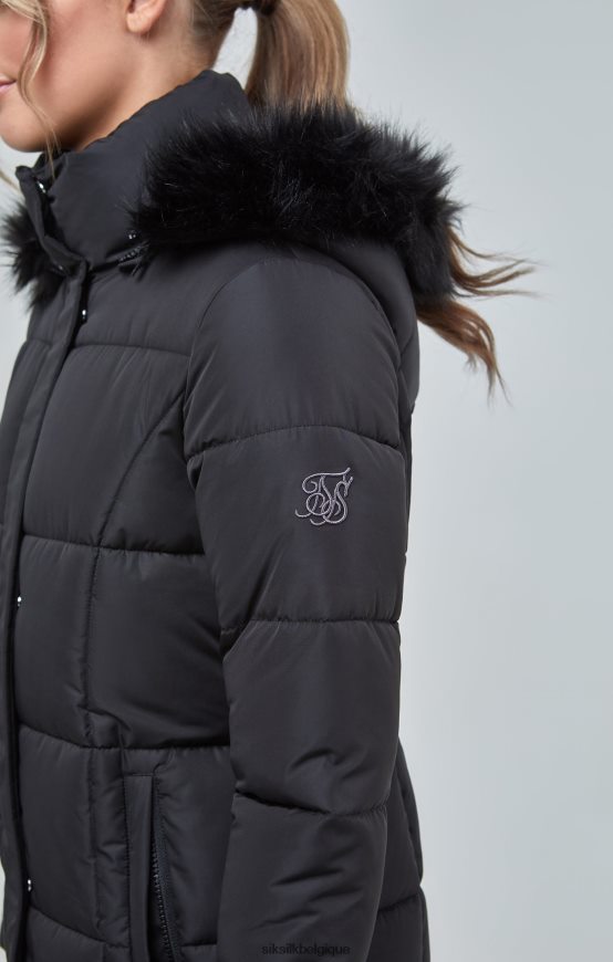 parka longue matelassée noire vêtements femmes SikSilk AS2ZD129