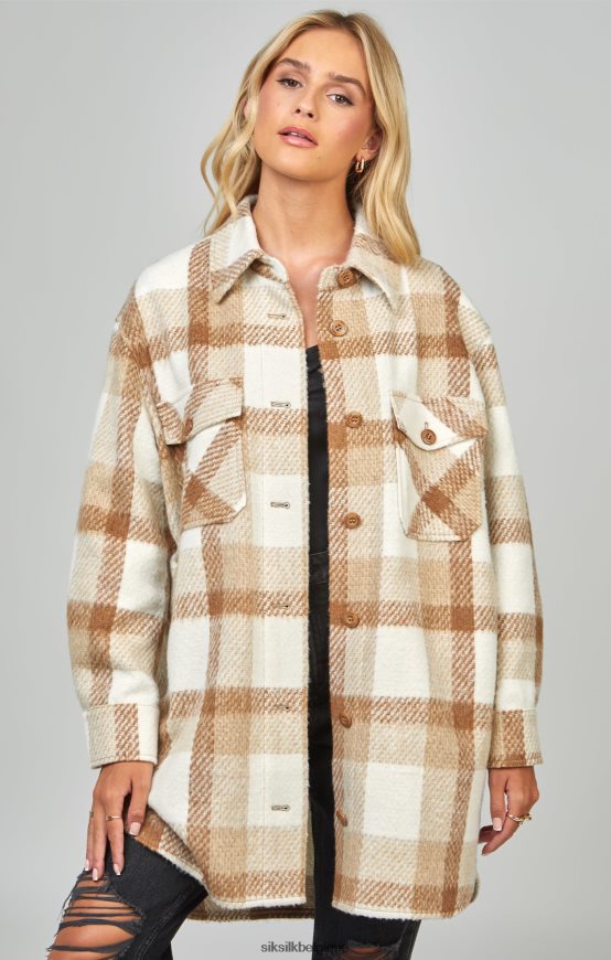 veste beige à carreaux vêtements femmes SikSilk AS2ZD137