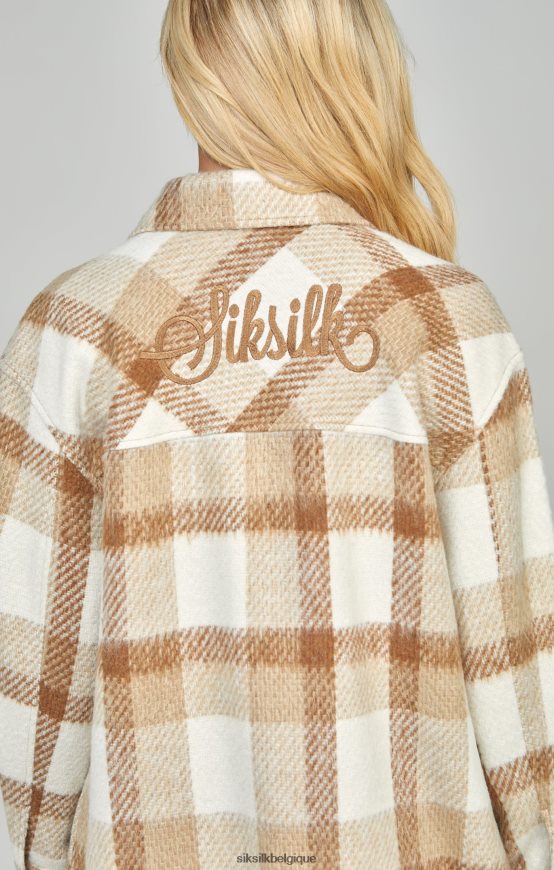 veste beige à carreaux vêtements femmes SikSilk AS2ZD137
