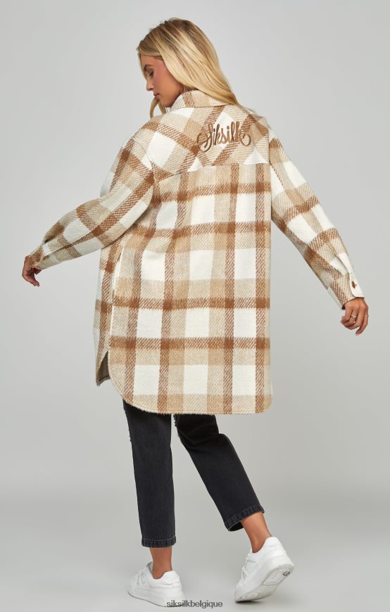 veste beige à carreaux vêtements femmes SikSilk AS2ZD137
