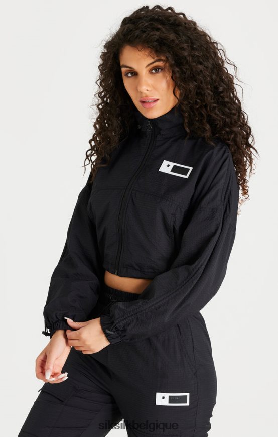 veste courte noire froncée vêtements femmes SikSilk AS2ZD139
