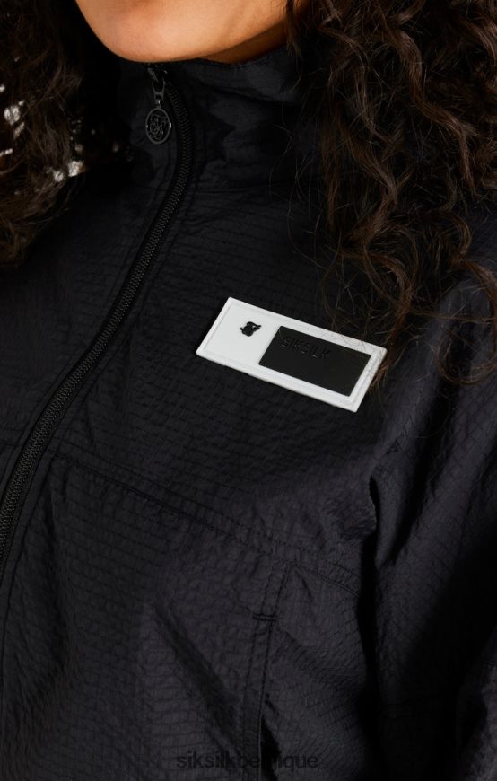 veste courte noire froncée vêtements femmes SikSilk AS2ZD139