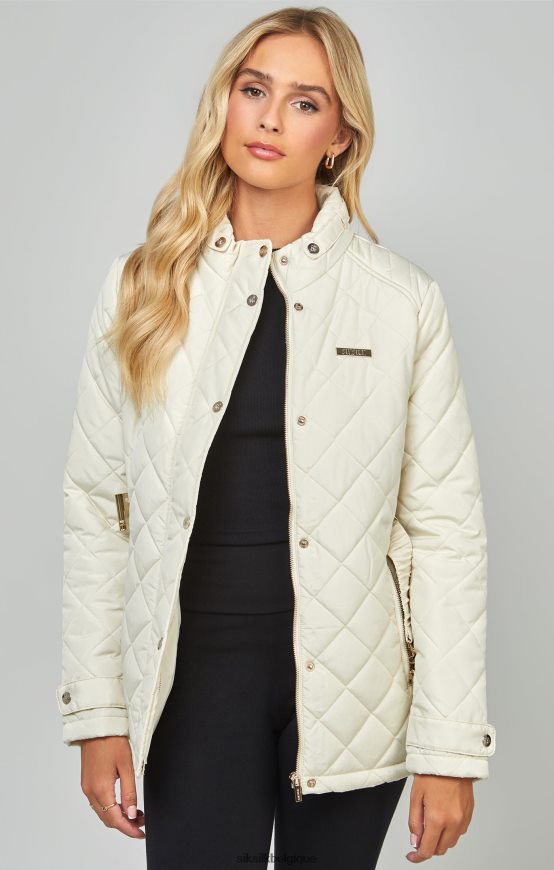 veste matelassée crème à ceinture vêtements femmes SikSilk AS2ZD133