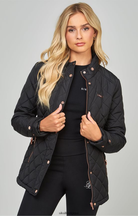 veste matelassée noire à ceinture vêtements femmes SikSilk AS2ZD138