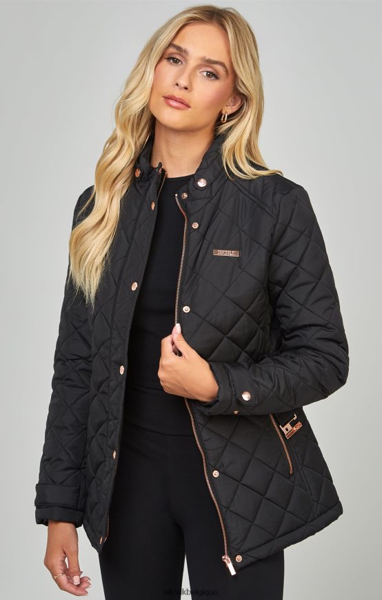 veste matelassée noire à ceinture vêtements femmes SikSilk AS2ZD138
