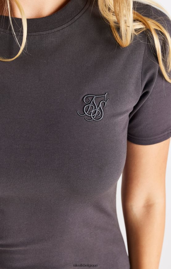 robe à bandes à manches courtes - gris vêtements femmes SikSilk AS2ZD155