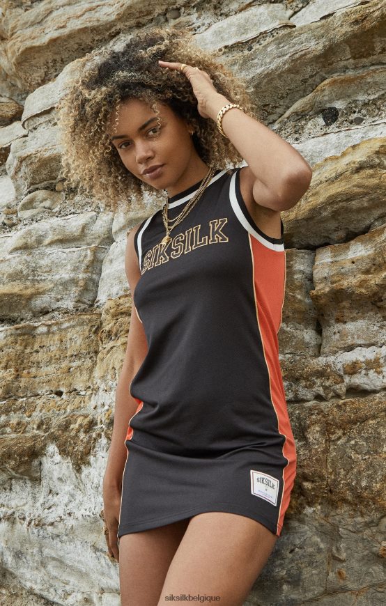 robe de basket noire à empiècements vêtements femmes SikSilk AS2ZD147