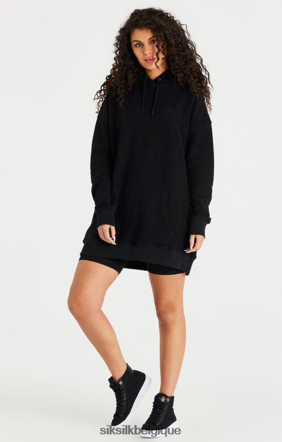 robe noire à capuche en polaire inversée vêtements femmes SikSilk AS2ZD151