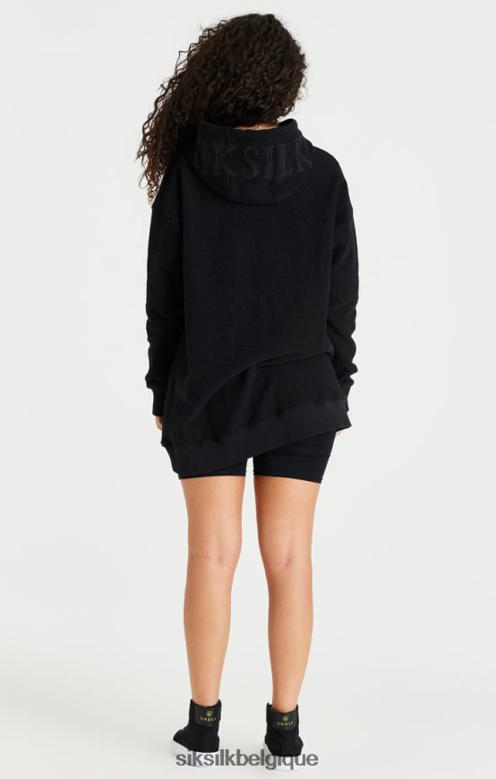 robe noire à capuche en polaire inversée vêtements femmes SikSilk AS2ZD151