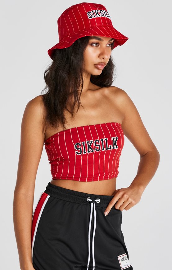 haut bandeau rouge à fines rayures vêtements femmes SikSilk AS2ZD208