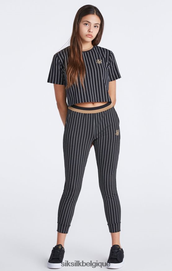 jogging noir à rayures baseball vêtements filles SikSilk AS2ZD348