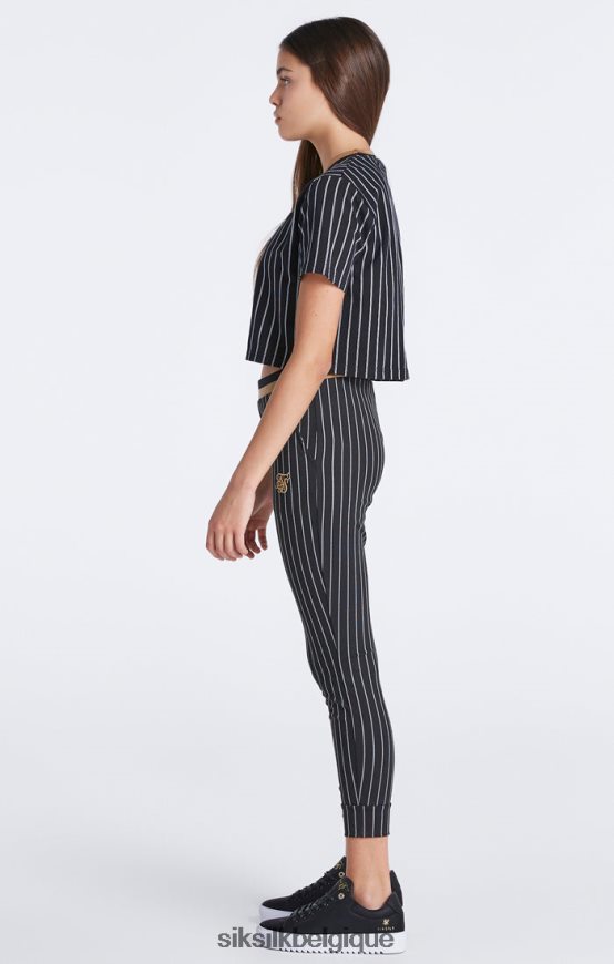 jogging noir à rayures baseball vêtements filles SikSilk AS2ZD348