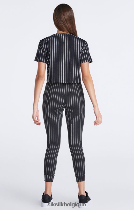 jogging noir à rayures baseball vêtements filles SikSilk AS2ZD348