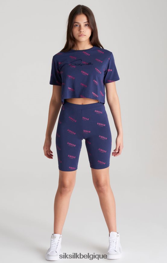 short cycliste imprimé bleu marine vêtements filles SikSilk AS2ZD355