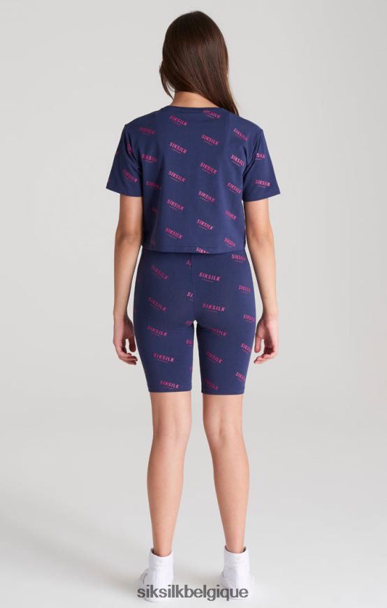 short cycliste imprimé bleu marine vêtements filles SikSilk AS2ZD355