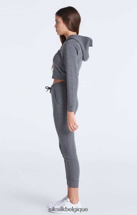 haut de survêtement gris chiné signature vêtements filles SikSilk AS2ZD329