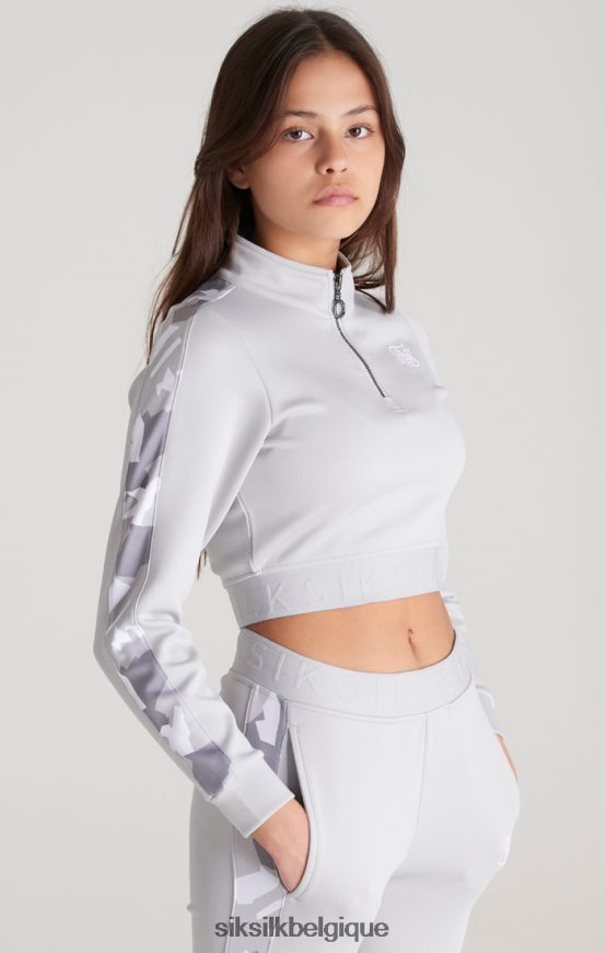 haut de survêtement gris à empiècements camouflage vêtements filles SikSilk AS2ZD338