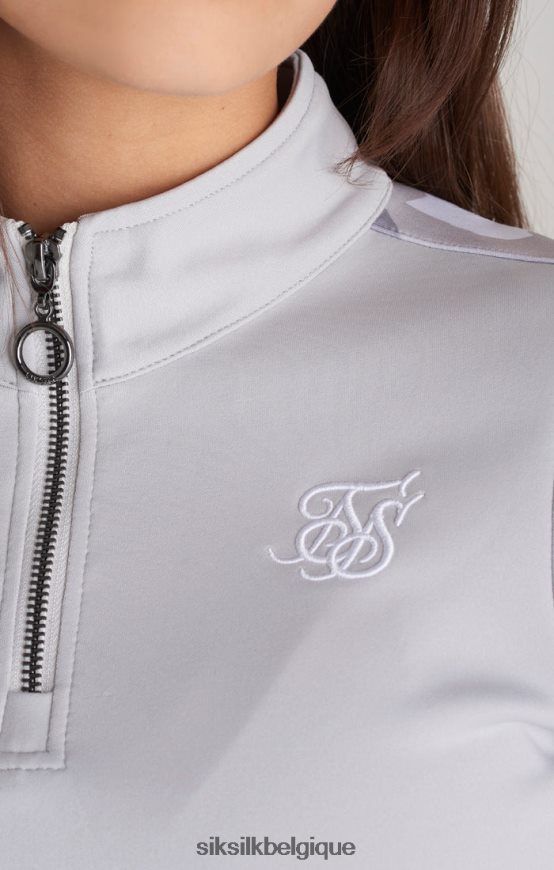 haut de survêtement gris à empiècements camouflage vêtements filles SikSilk AS2ZD338