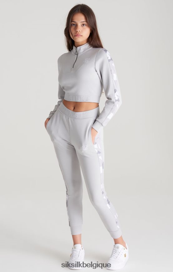 haut de survêtement gris à empiècements camouflage vêtements filles SikSilk AS2ZD338