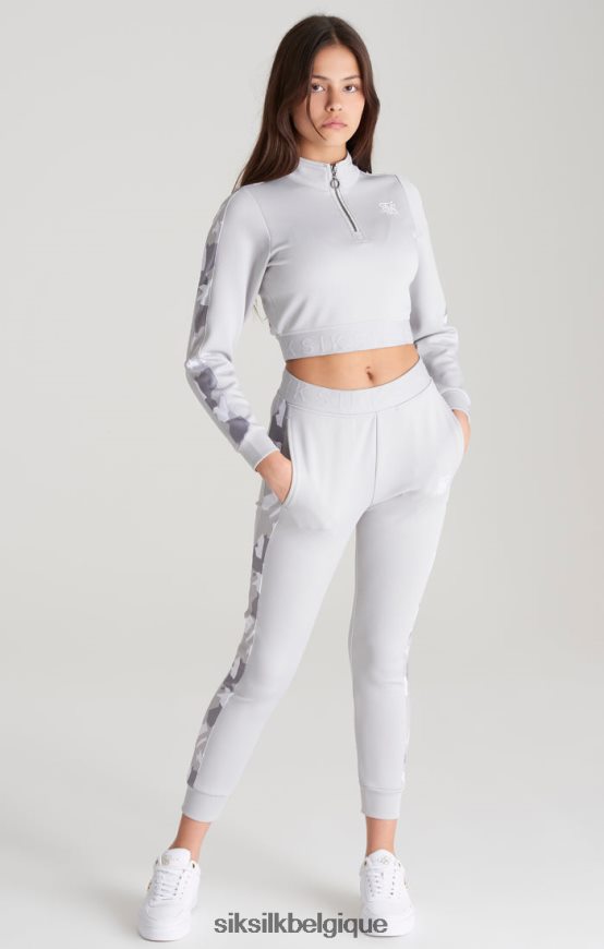 haut de survêtement gris à empiècements camouflage vêtements filles SikSilk AS2ZD338