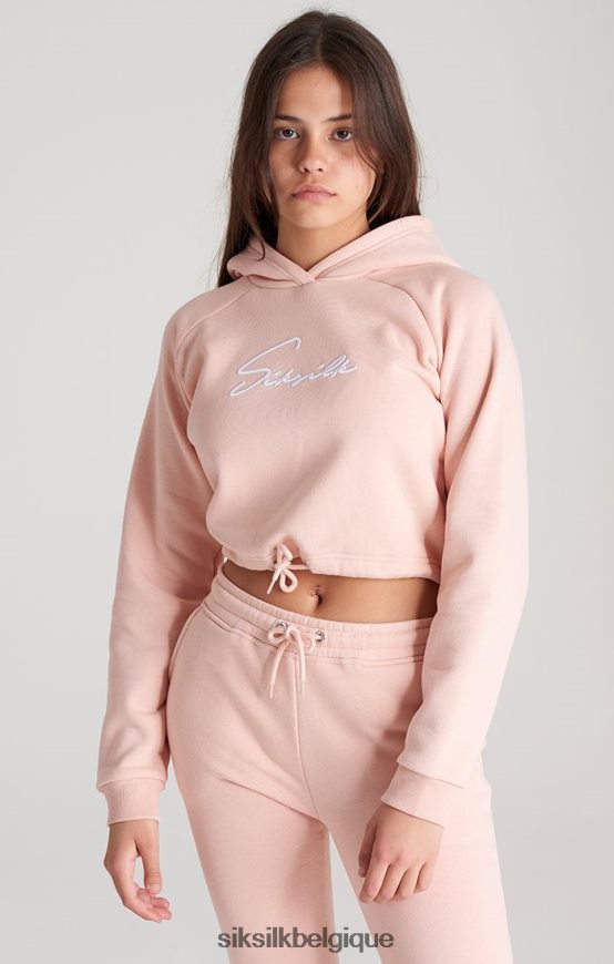 sweat à capuche court rose signature vêtements filles SikSilk AS2ZD333