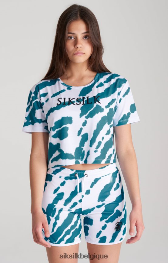t-shirt court tie-dye blanc vêtements filles SikSilk AS2ZD323