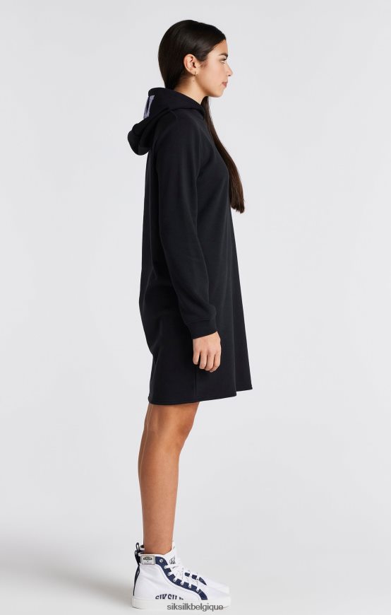 robe à capuche noire à logo universitaire vêtements filles SikSilk AS2ZD344