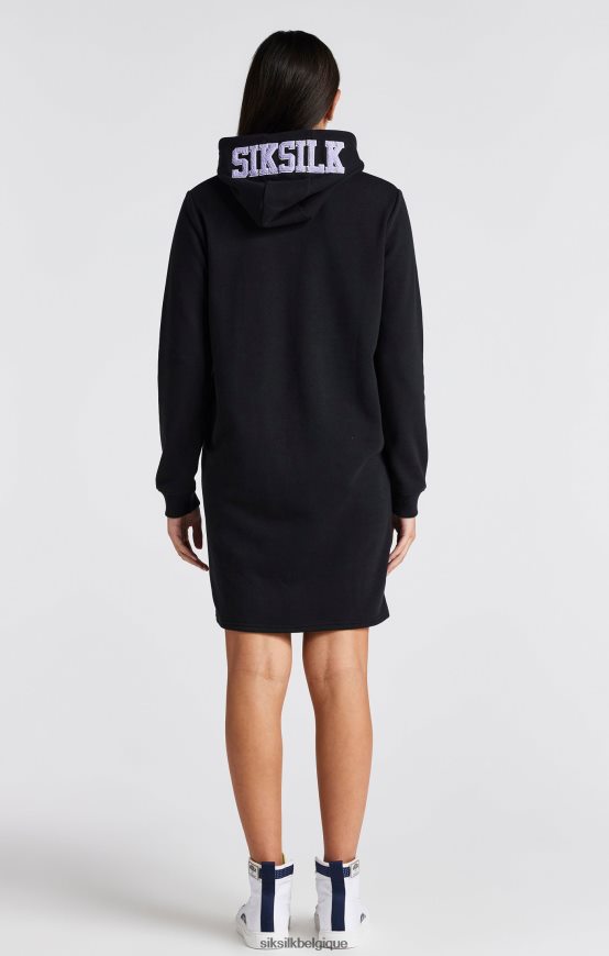 robe à capuche noire à logo universitaire vêtements filles SikSilk AS2ZD344
