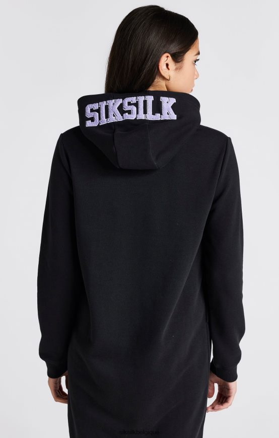 robe à capuche noire à logo universitaire vêtements filles SikSilk AS2ZD344