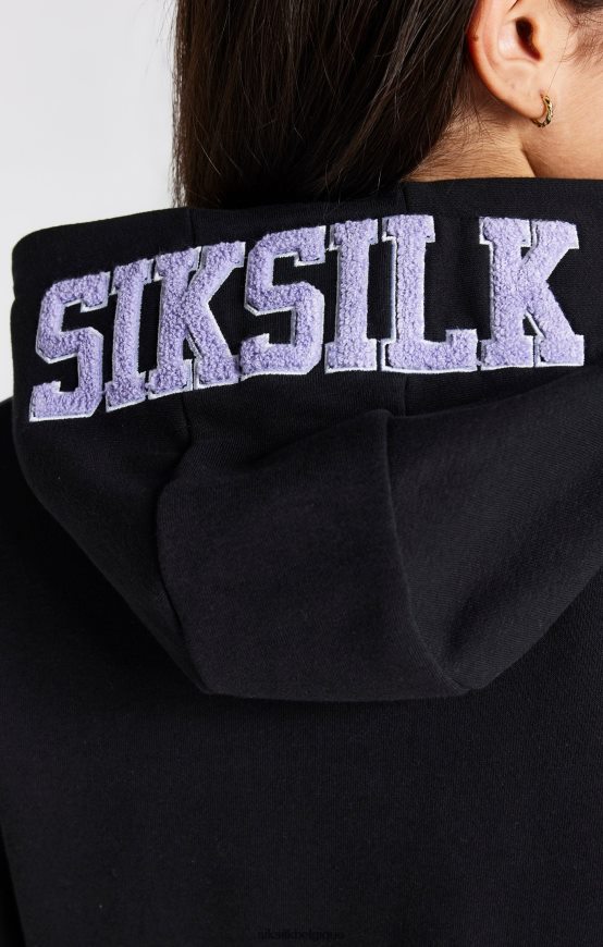 robe à capuche noire à logo universitaire vêtements filles SikSilk AS2ZD344