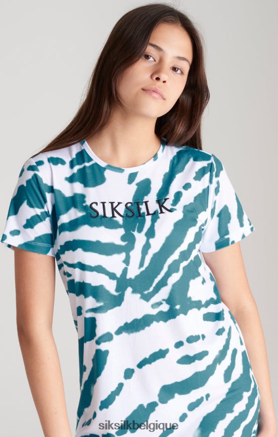 robe t-shirt blanche tie-dye vêtements filles SikSilk AS2ZD343