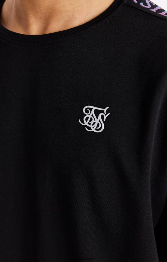 t-shirt noir avec bande vêtements garçons SikSilk AS2ZD285