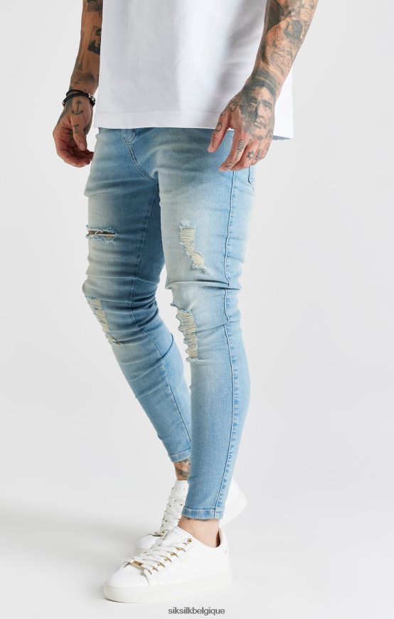 Jean skinny effet vieilli bleu délavé vêtements Hommes SikSilk AS2ZD551