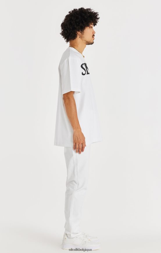 denim coupe droite blanc vêtements Hommes SikSilk AS2ZD547
