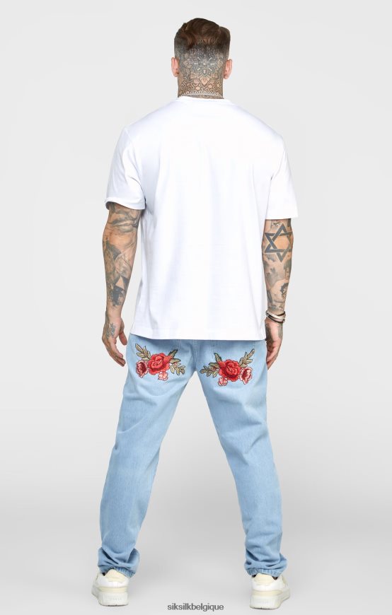 denim coupe droite bleu rose vêtements Hommes SikSilk AS2ZD543