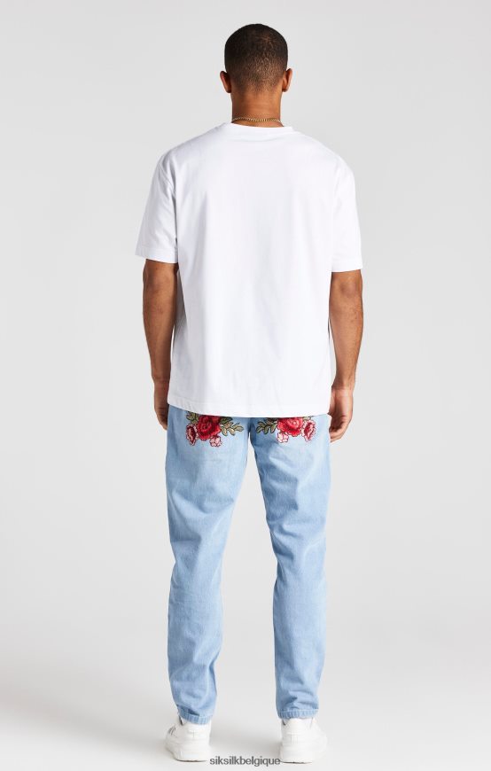 denim coupe droite bleu rose vêtements Hommes SikSilk AS2ZD543
