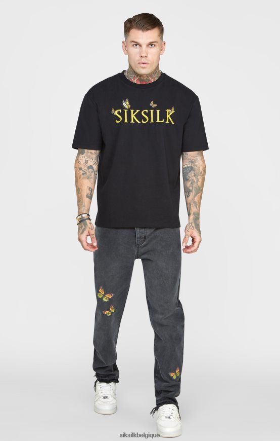 denim coupe droite papillon noir vêtements Hommes SikSilk AS2ZD562